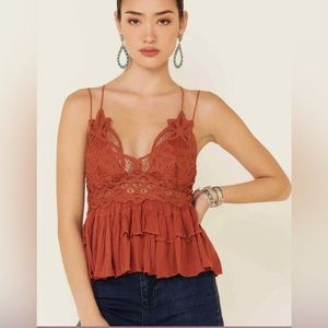 NWT Free People Intimately Adella Cami Lace Ruffled Tank Top “Winding Roads” NWT